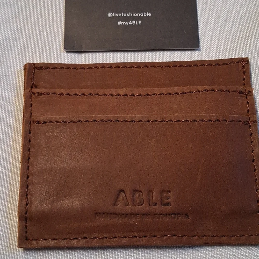 NWT Mens ABLE Brown Leather, Whiskey Alem Wallet